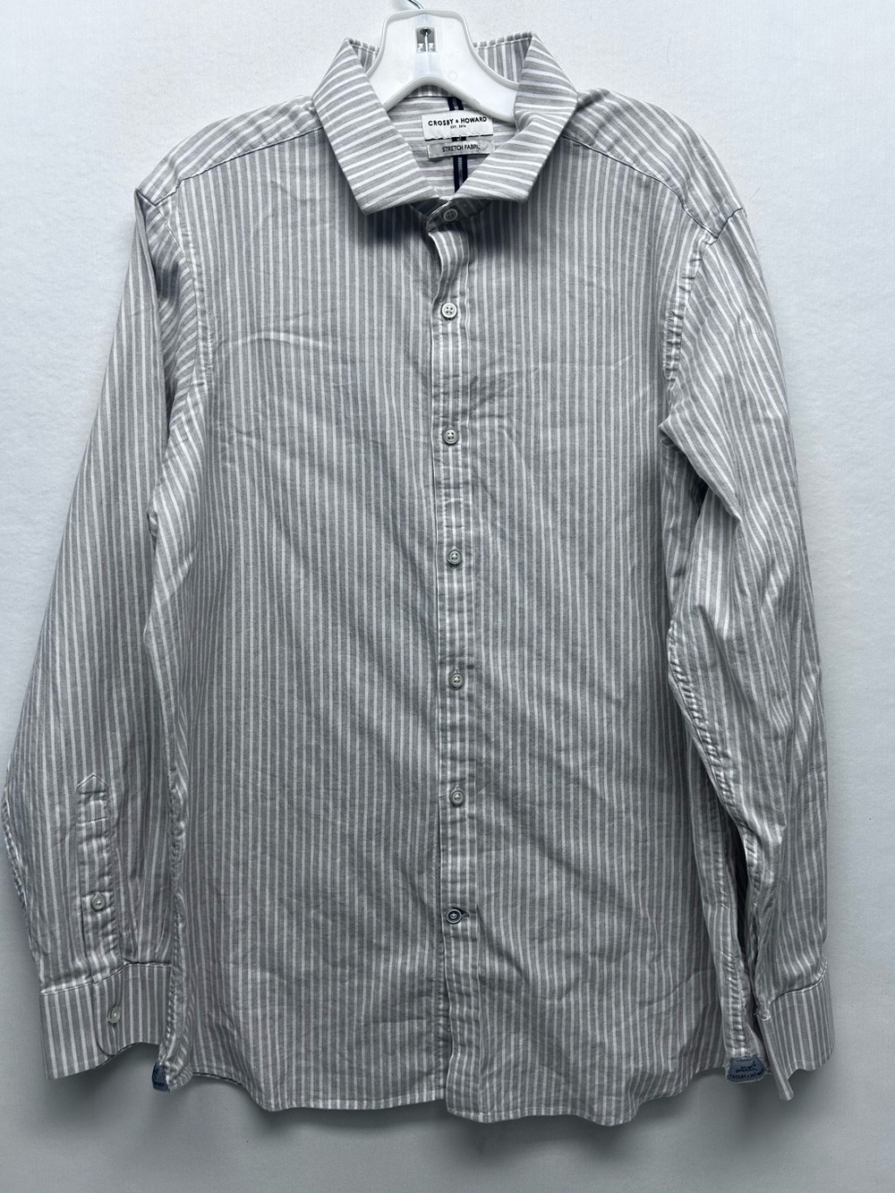Men's beige  and White Striped Button-Up Shirt